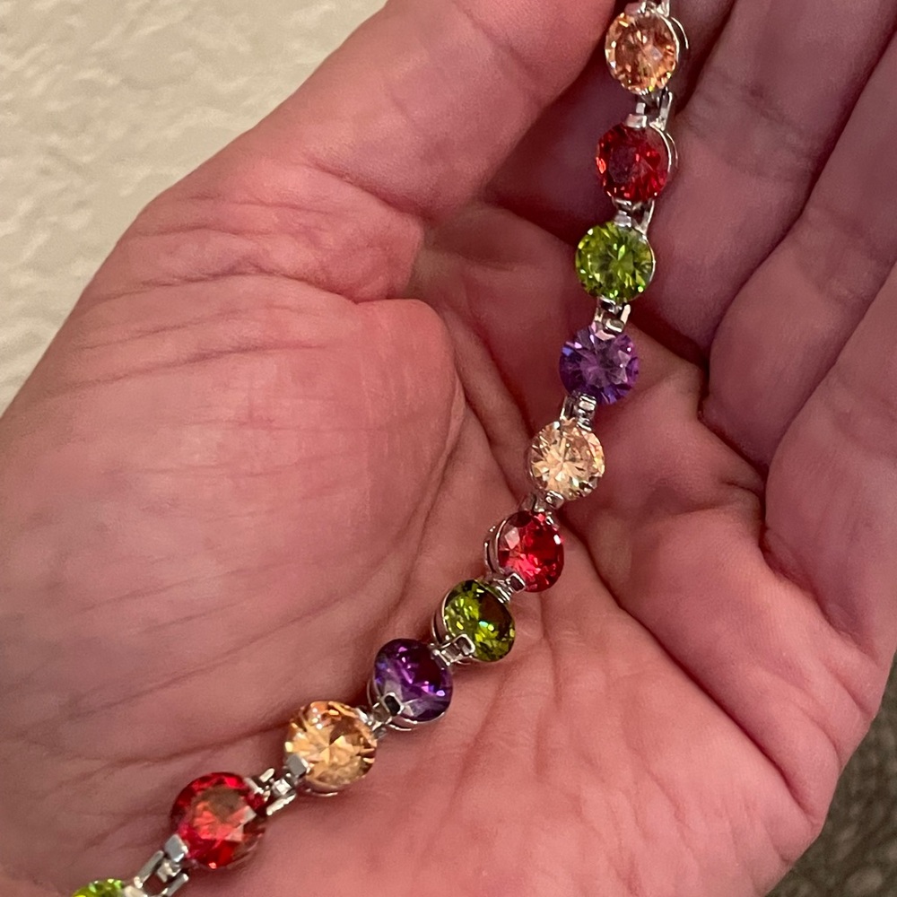 Sterling Silver And Multicolored Lab Created Gems… - image 7